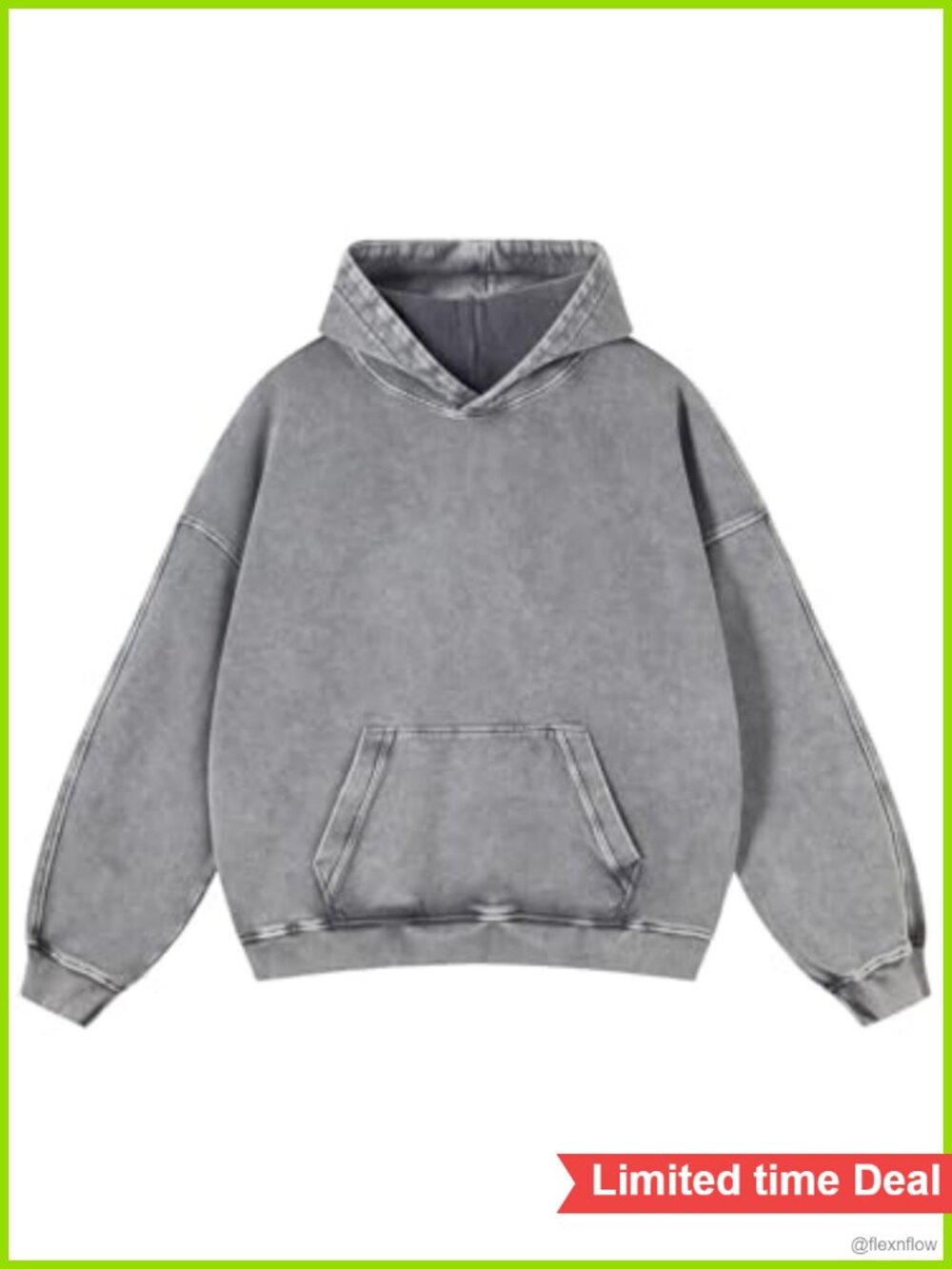 Oversized Acid Wash Pullover Hoodie Cotton Blend Streetwear Unisex
